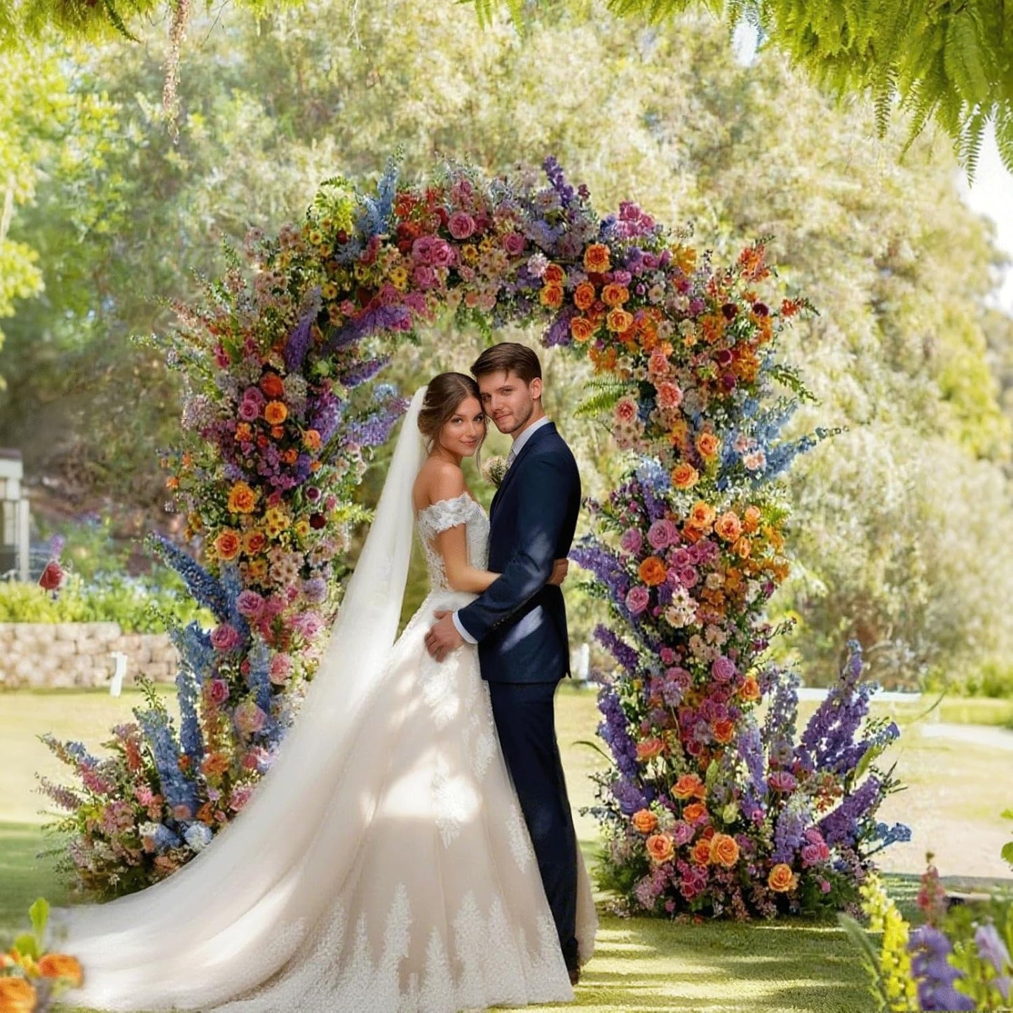 6.89 ft Wooden Wedding Arch – Large Balloon Arch Backdrop Stand, Wood Arch Arbor Arch Frame for Wedding, Proposals, Valentine's Day, Garden Decoration