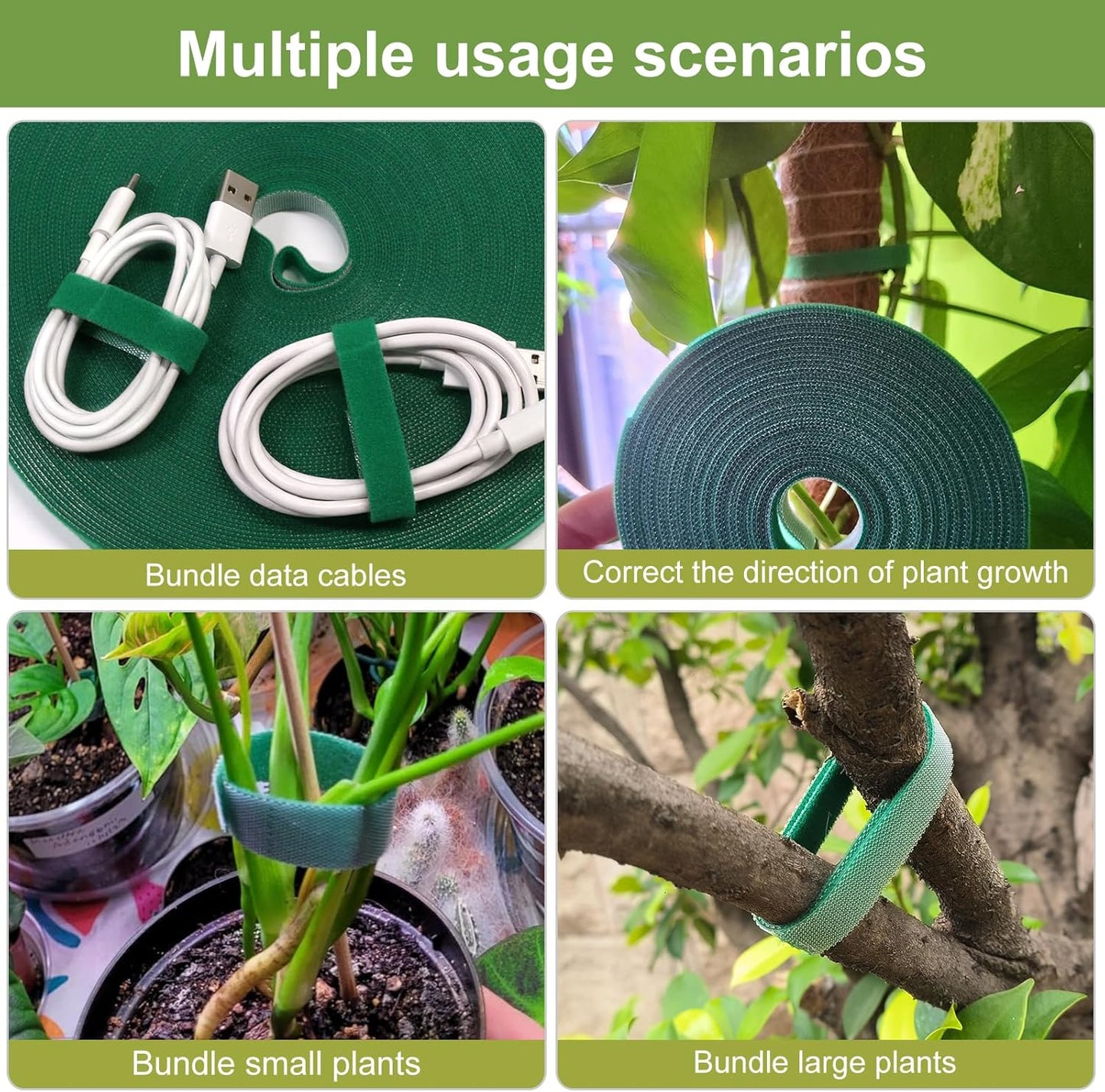 SumDirect Plant Tape 100 ft Plant Ties for Climbing Plants Garden Twist Ties Plants Adjustable Green Garden Tape for Plants, Flowers, Vines and Tree (100 ft x 1/2 in)