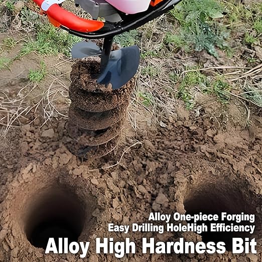 4" Earth Auger Drill Bit - Heavy-Duty Steel Spiral Bit for Post Hole Digging, Planting Trees, Bulbs, Fencing - Fits 3/4" Auger Power Heads (31.5" Long)