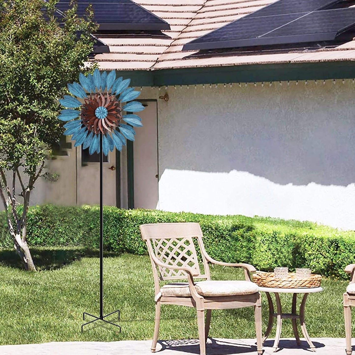 Garden Wind Spinners 360°, Outdoor Metal Windmill Yard Spinners Large 84 in Height 22 in Dia Dual Direction Dual Rotors Wind with Kinetic, Wind Spinner Outdoor Clearance for Yard and Garden Art Decor