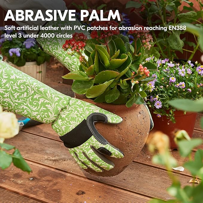 Vgo... 1 Pair Gardening Gloves Ladies,Safety Work Gloves,Long Sleeves Gauntlet,Puncture Proof,Touchscreen(Size M,Green,AL6608-FM)