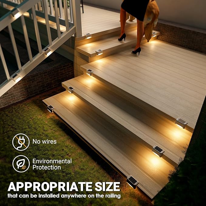 SOLPEX Solar Fence Lights Outdoor 16 Pack, Solar Step Lights Waterproof Led Solar Lights for Outdoor Stairs, Deck, Fence, Yard, Patio, and Balcony(Warm White)