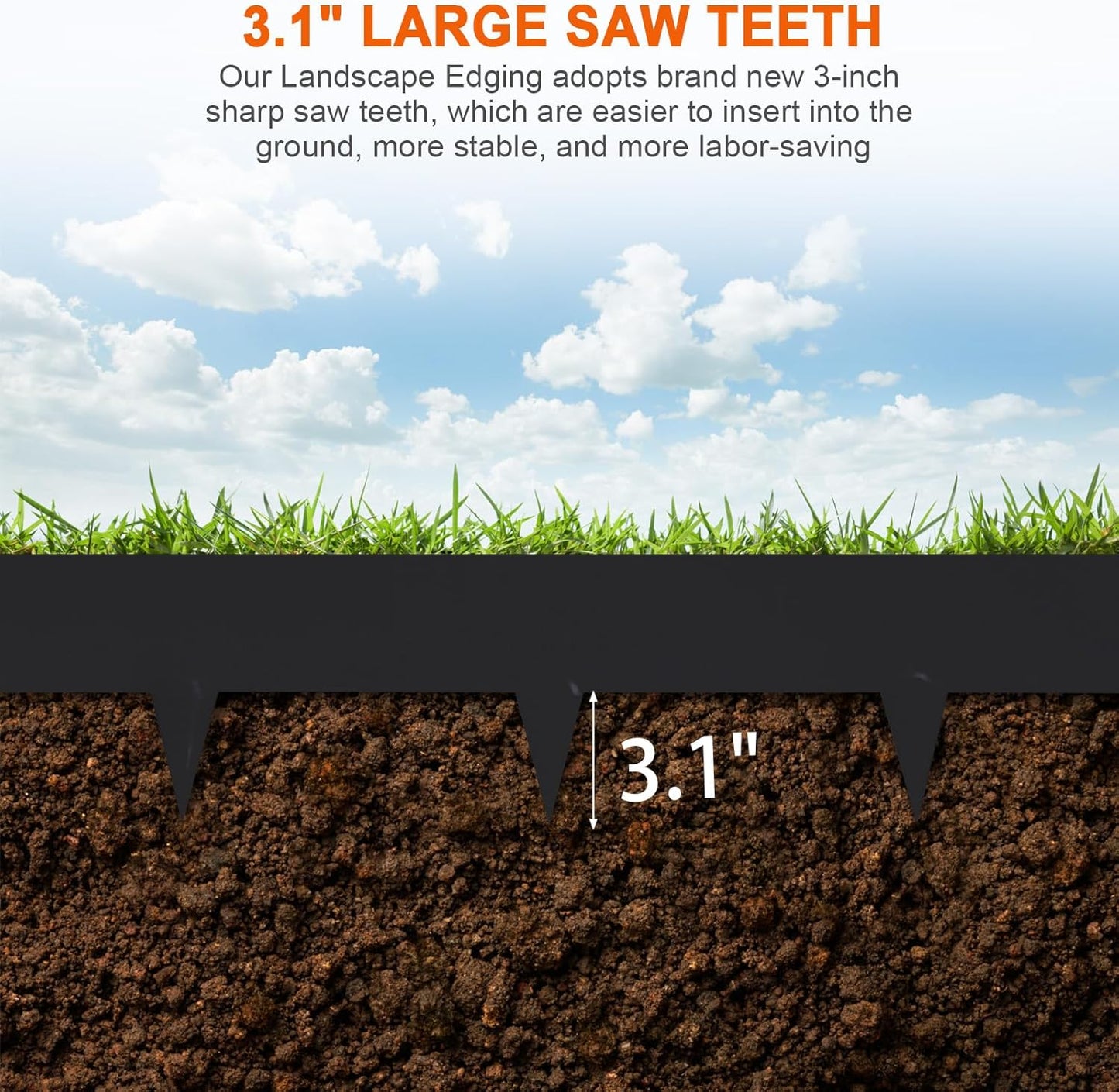 42" L X 7.9" H Metal Landscape Edging, 6 Pack Heavy Duty Galvanized Steel Garden Edging,42 Inch Garden Edging Border for Lawn, Pathway, Yard