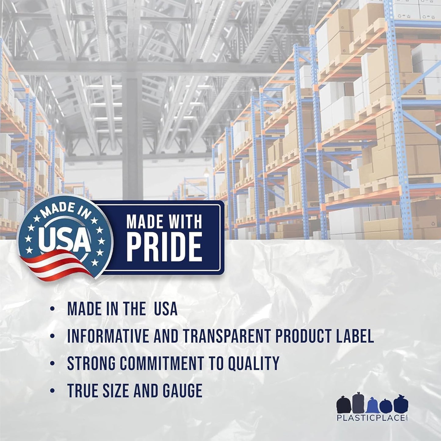 Plasticplace 55-60 Gallon Trash Bags, Heavy Duty Black Garbage Bags, 100 Count for Lawn, Yard, and Outdoor Waste Disposal, Ideal for Industrial Trash Cans, Contractors, and Home Improvement Projects