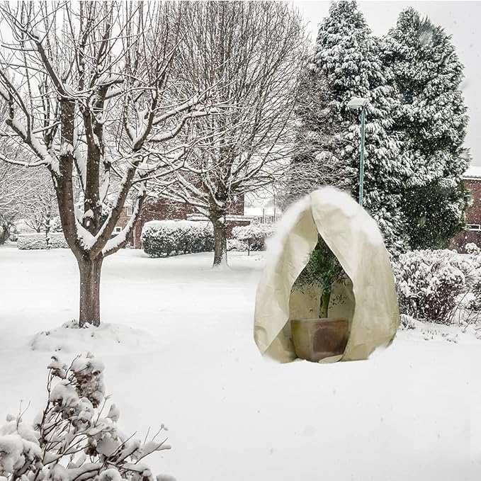 gardtree Winter Plant Frost Protection Covers 31.5" x 47.2" 4 Packs, Thicker 2.4oz/yd² Garden Cold Weather Tree Covers Freeze Protection Wrap with Zipper Drawstring for Shrub Fruit Tree, Potted Plants