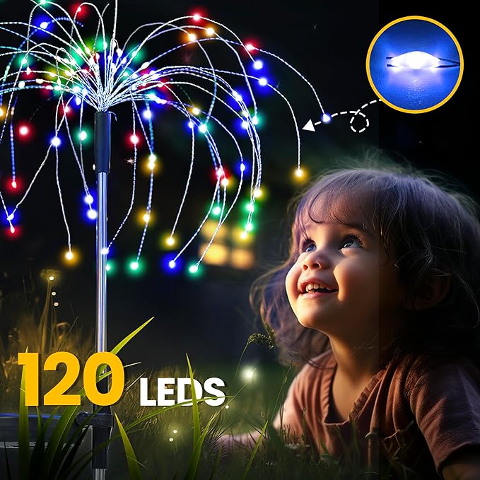 GIGALUMI Garden Outdoor Decor Lights 120LED 6Pack, Solar Garden Lights for Yard Outside Fairy Decorative,Solar Powered for Yard Pathway Flowerbed Planter Balcony Patio Decor(Multicolor)