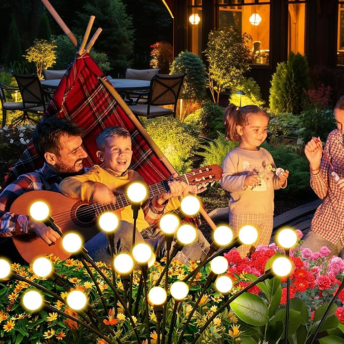 Solar Lights Outdoor (2 Pack-20 LEDs),Waterproof Garden Fairy Swaying Firefly Lights ,Gifts for Outdoor Decorations,Suitable for Patio, terraces, lawns and Paths