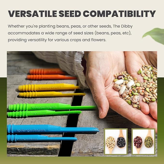 Dibby Seed Sowing Garden Tool Dibber Planter Transplanter – Sow Seeds at The Right Depth – Easily Transplant Delicate Seedlings (Dibby XL) Orange (2 Pack)