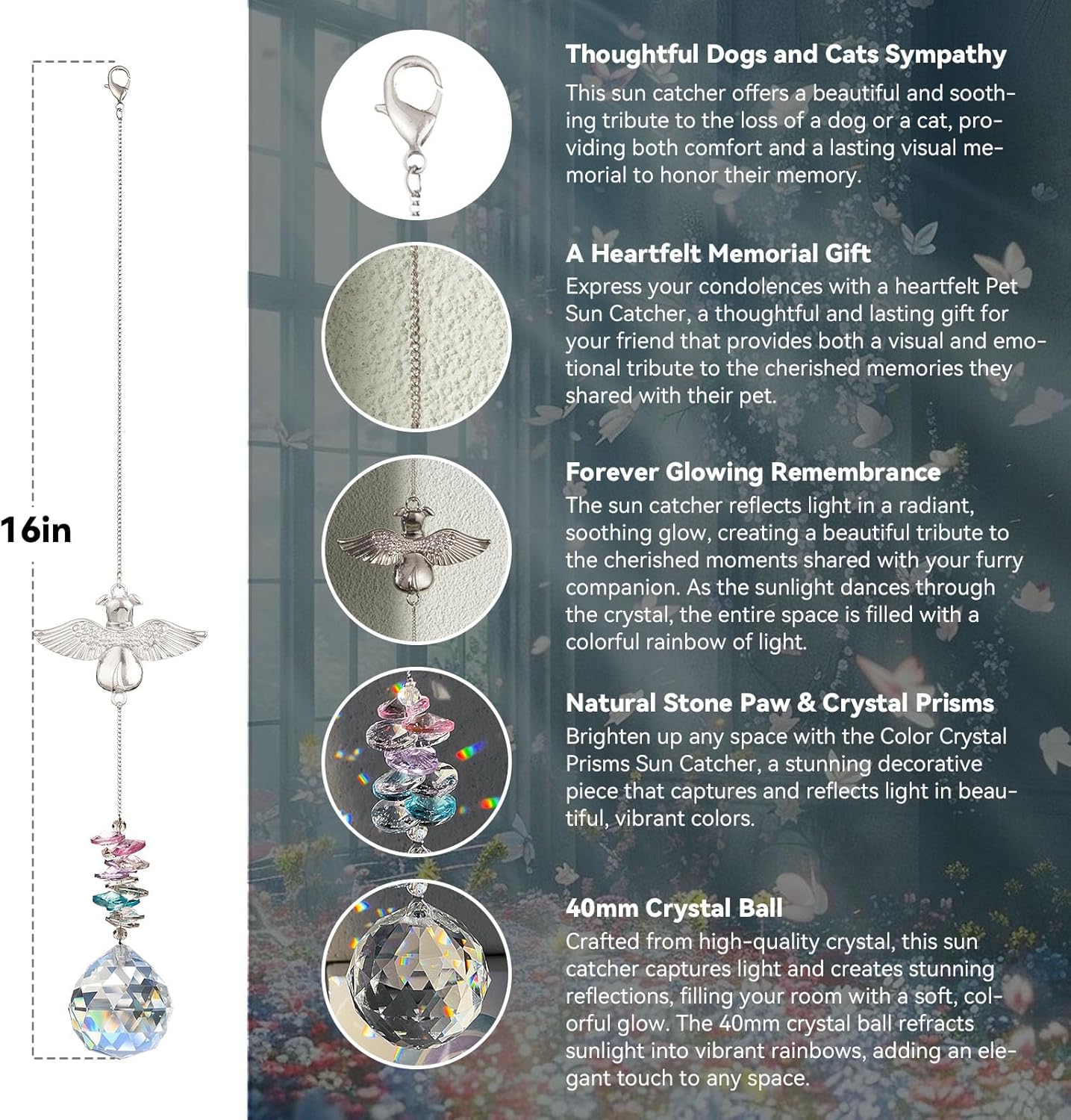 Loss of Dog Sympathy Gift - Dog Memorial Suncatcher, Pet Loss Sympathy Gifts, Passing Away Remembrance Bereavement Gift Idea