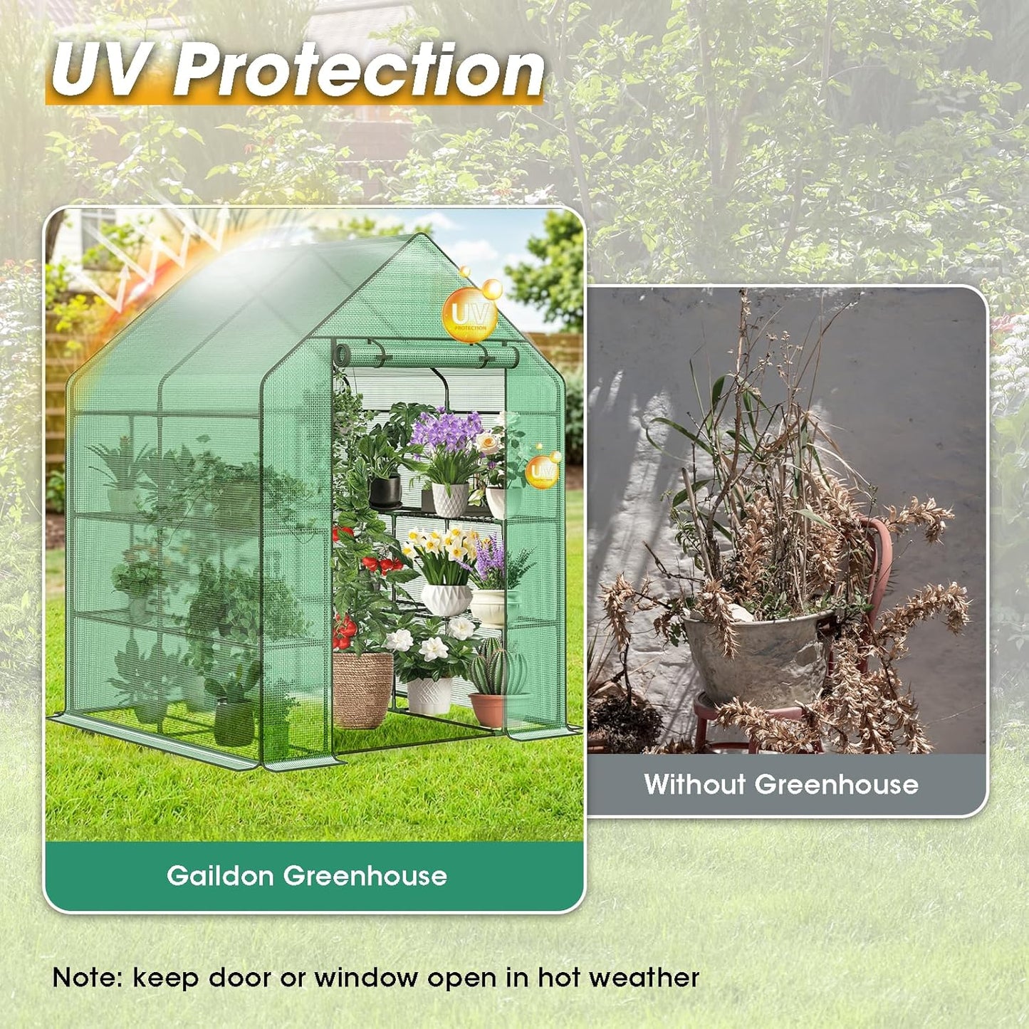 Greenhouse, 56×56×76" Walk in Greenhouse, Portable Green House for Outdoors with Thicken PE Cover, 3 Tiers 8 Shelves for Plants, Flowers, Seedling (Green, 56x56x76 inch)