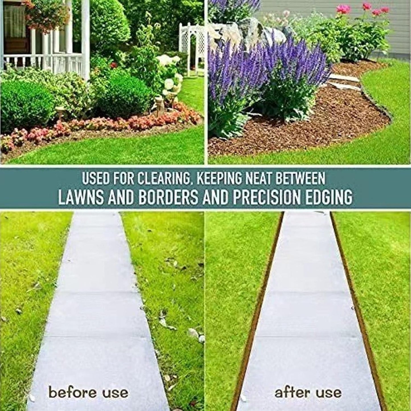 Manual Lawn Edger, Half Moon Saw Tooth Edger, Wide Pedal Garden Trimming Edging Tool for Sidewalk and Grass Maintenance