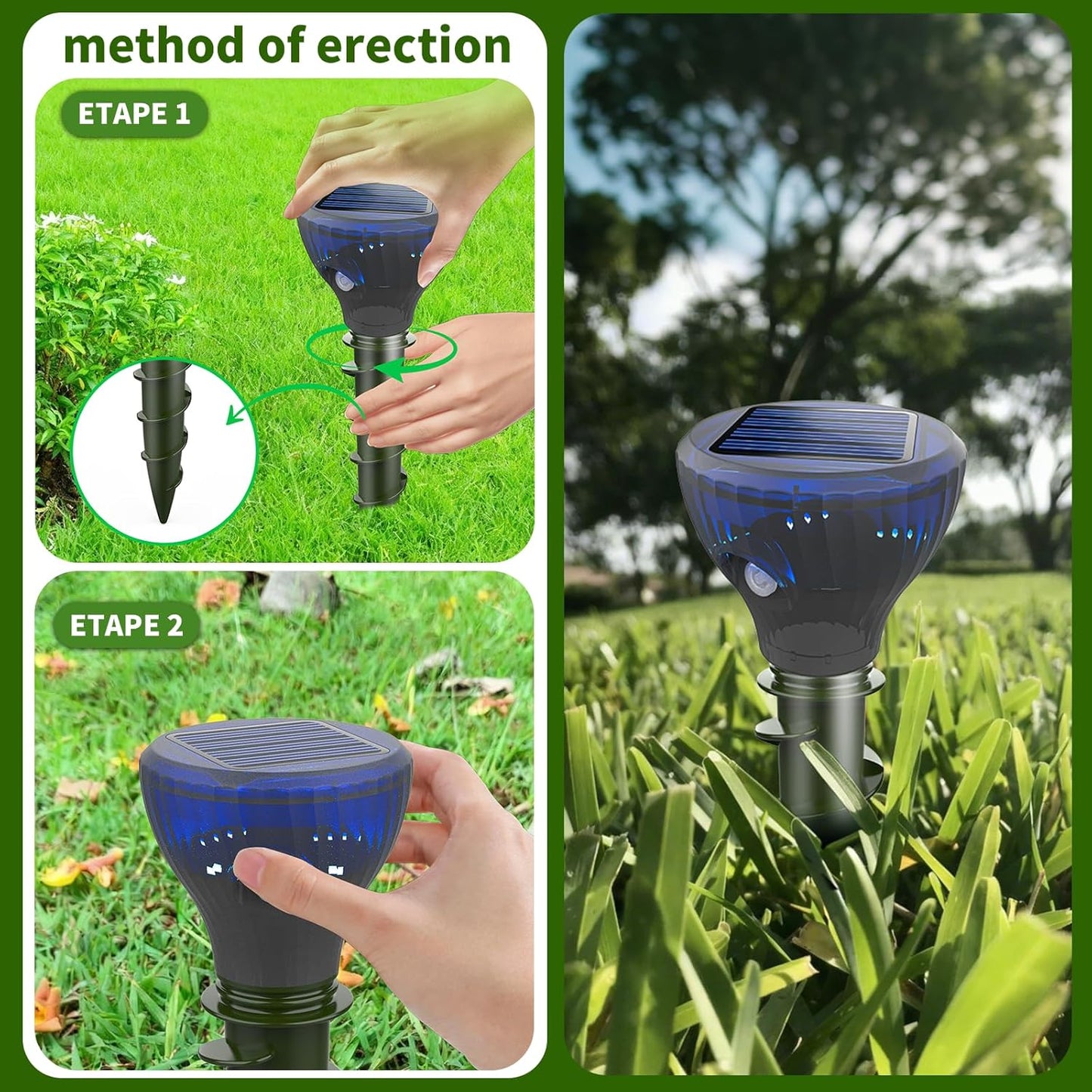 Mole Repellent Solar Powered,Gopher Repellents,Solar Powered Waterproof Vole Repellent, Flash&Vibration is Suitable for Lawn, Courtyard and Outdoor Mole Deterrent for Yard