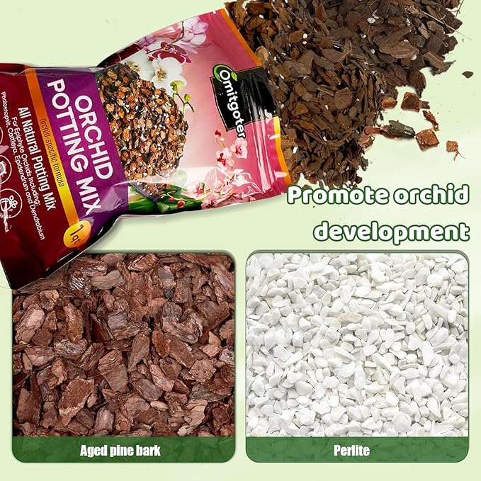 Orchid Potting Mix 2qt, Premium Orchid Soil Medium for Potting, Repotting, Enhanced Drainage, Air Flow & Root Ventilation
