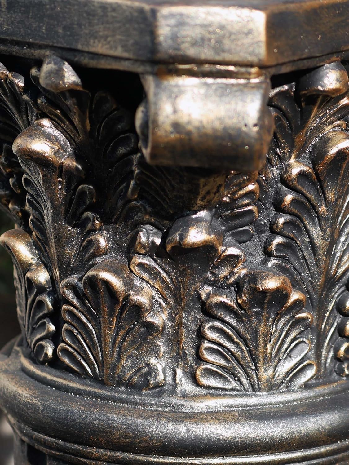 Decorative Roman Column Pedestal, Black Bronze, MGO Cement with Fiber, Classical Garden Pillar, Indoor Outdoor Decor, 33.5 inch Height, Wrap Foam Safely Delivered from Local Warehouse