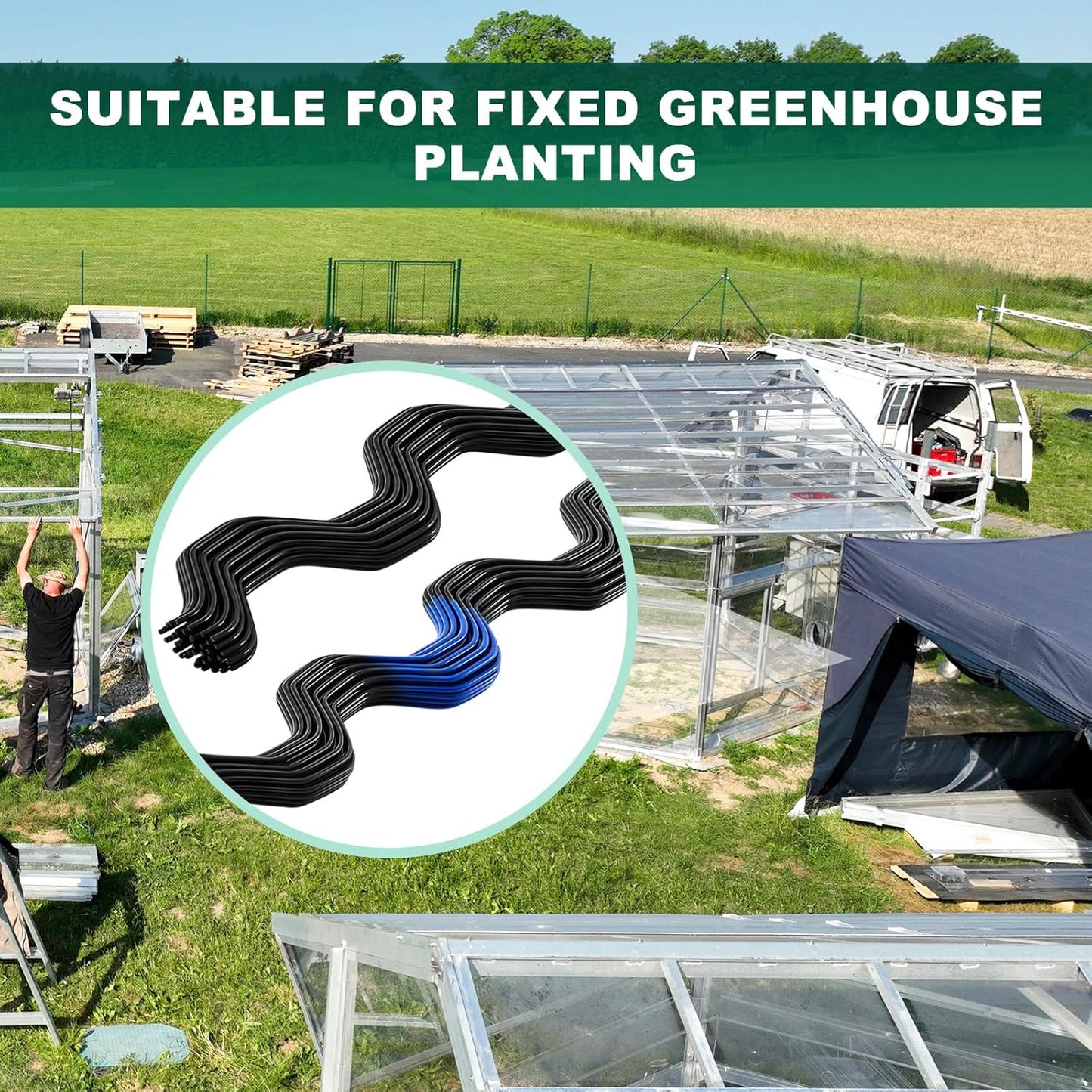 40 Pcs 6.6 ft PVC Coated Greenhouse Swing Spring Wire Greenhouse Spring Lock Wire for Fix Attachment Plastic Poly Film and Shade Cloth