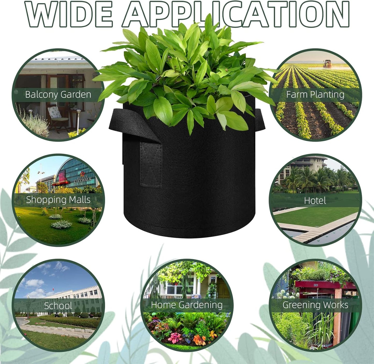 150-Pack 10 Gallon Grow Bags Bulk, Heavy Duty Thickened Nonwoven Fabric Pots with Handles, Felt Breathable Planter Bag, Garden Growing Bag for Vegetable Flower Plants Fruits, Black