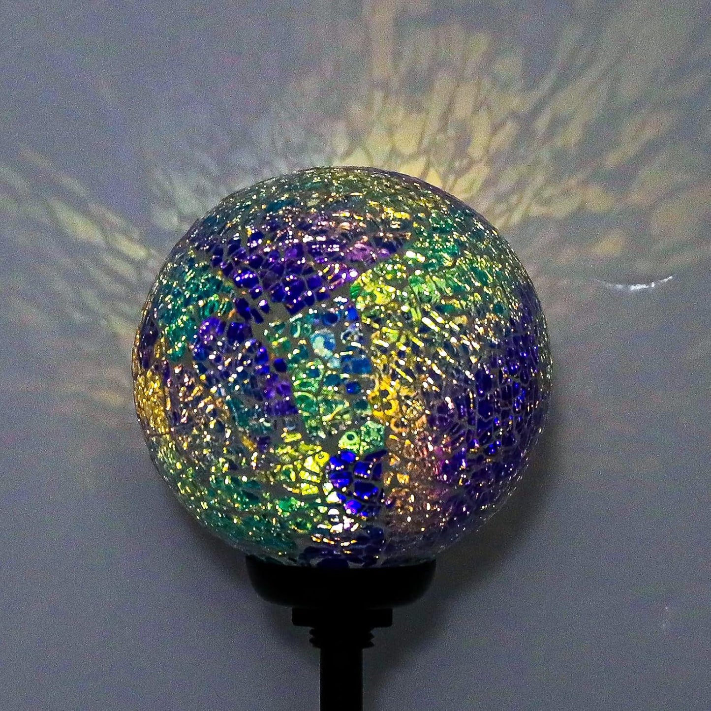 VCUTEKA Solar Lights Outdoor Decorative - Mosaic Solar Garden Stakes Light Waterproof LED Light for Landscape Lawn Patio Yard Decoration, Blue, 1 Pack