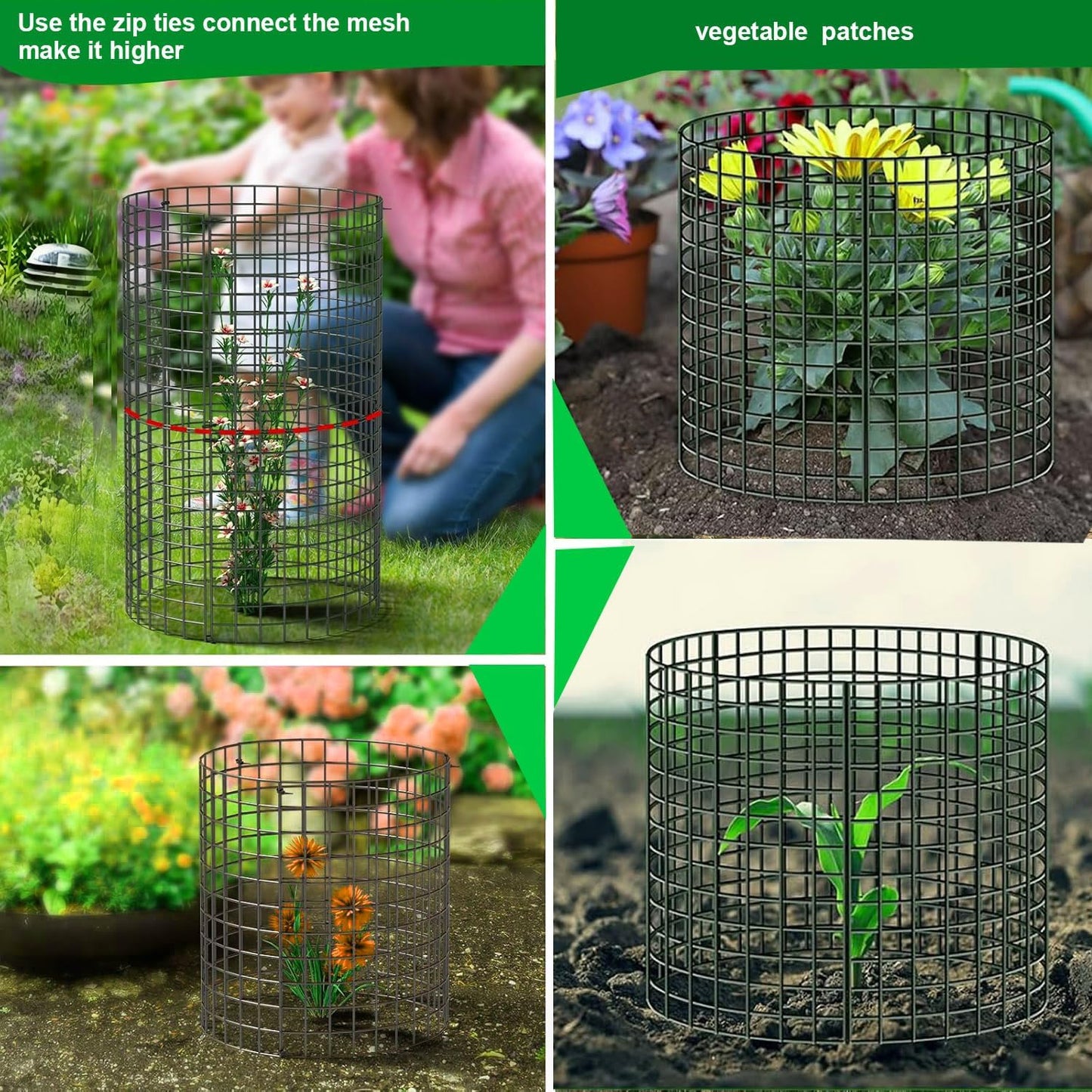 6 PCS Plant Protectors from Animals,14" H X 13" D Metal Mesh Plant Cage Covers with Garden Plant Outdoor for Flower Vegetable to Keep Animals Out