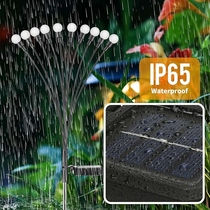 Solar Lights Outdoor (2 Pack-20 LEDs),Waterproof Garden Fairy Swaying Firefly Lights ,Gifts for Outdoor Decorations,Suitable for Patio, terraces, lawns and Paths
