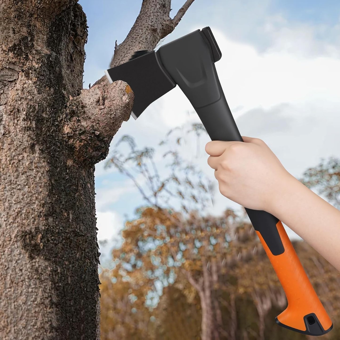 X24 Splitting Axe, 24” Camping Outdoor Hatchet for Wood Splitting and Kindling, Forged Carbon Steel Heat Treated Hand Maul Tool, Nylon Hollow Handle Shock Reduction Handle
