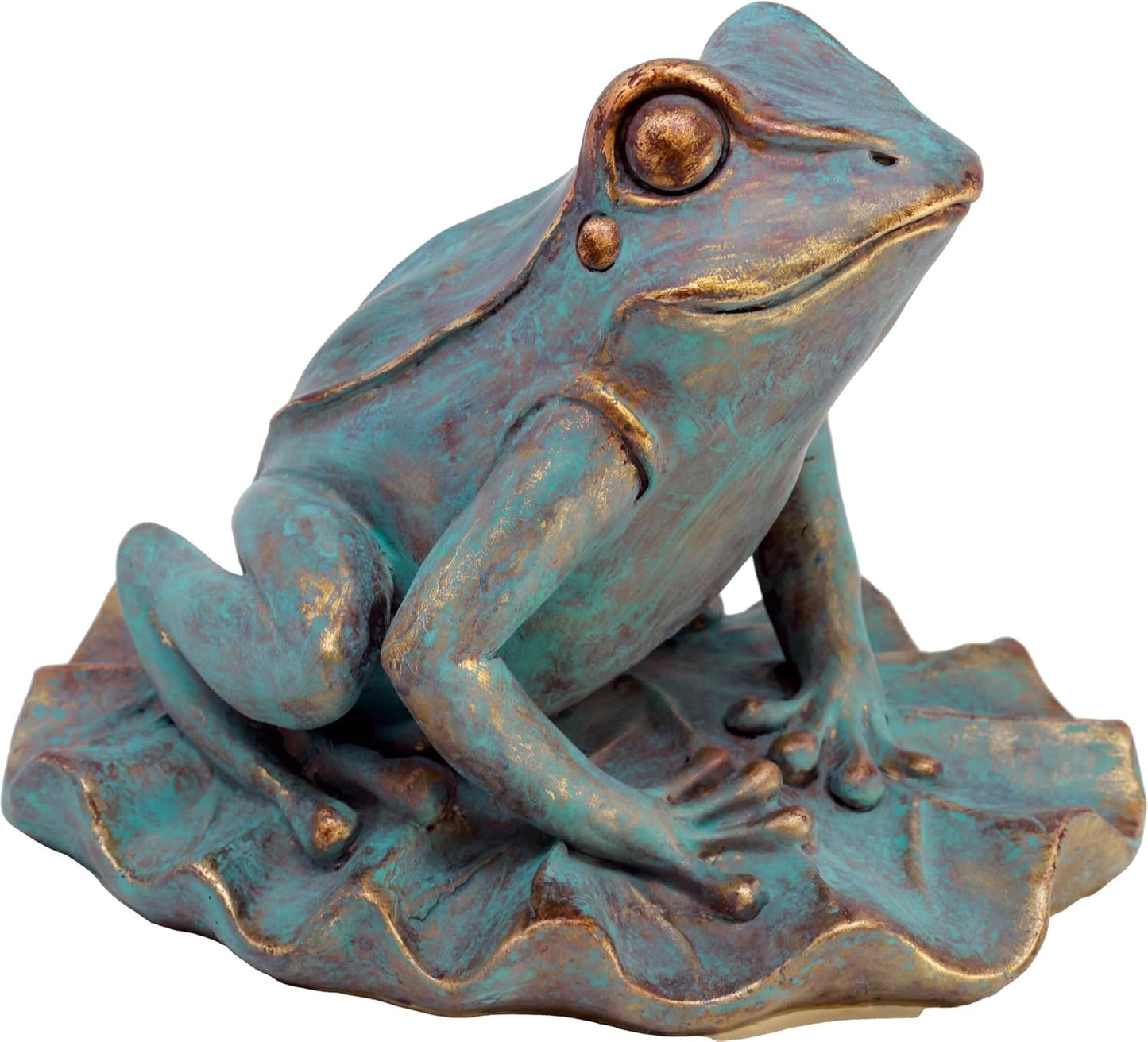 Spoontiques Verdigris Frog Garden Statue - Decorative Garden Statue - Colorful Home Décor for Indoor or Outdoor Use - Patio Decoration - Garden Accessory