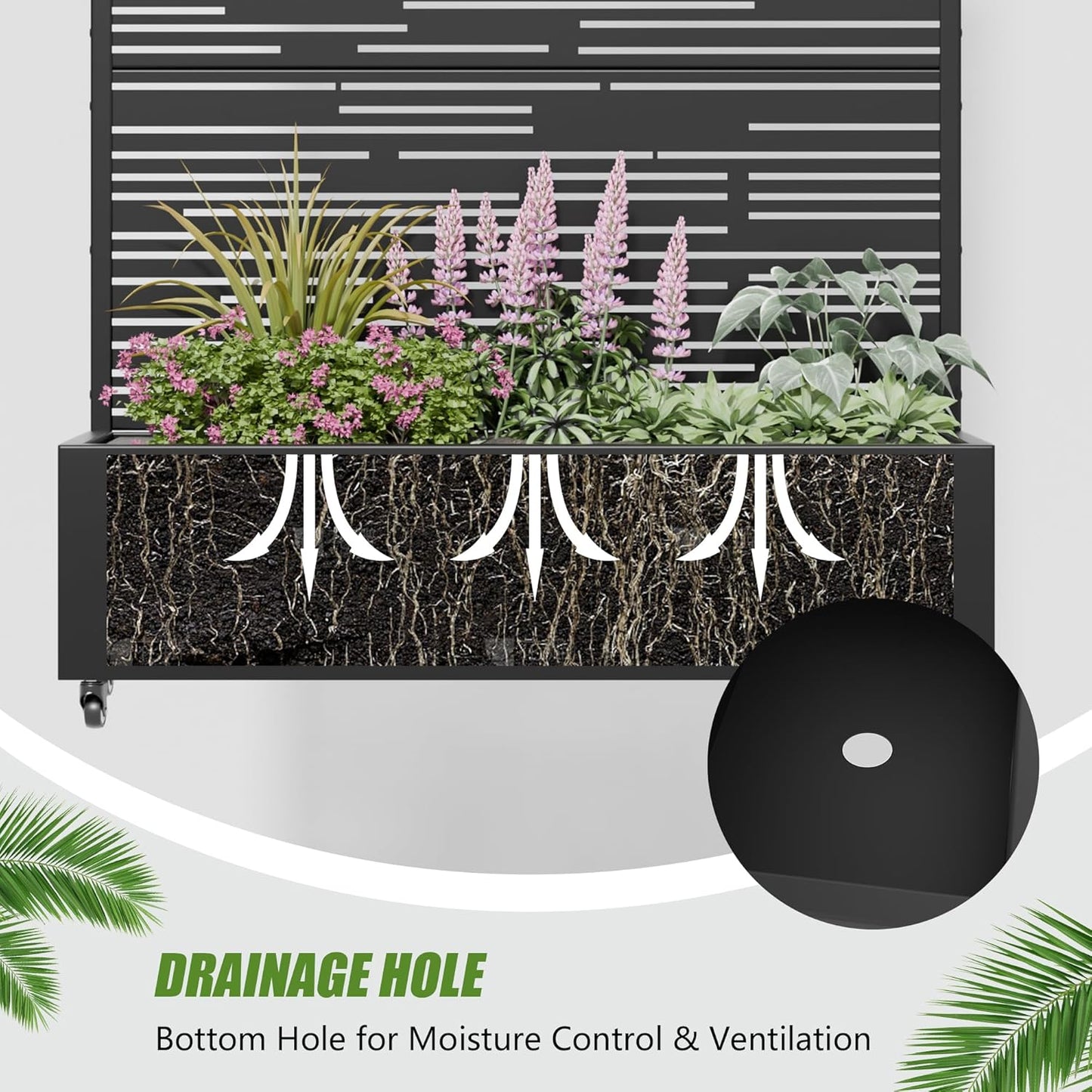 Casaphoria 72"x35" Metal Raised Garden Bed with Trellis(2 Pack), Outdoor Planter Box with Wheels & Drainage Holes for Climbing Plants, Flowers, Elevated Garden Kit, Black-Shine-Arched