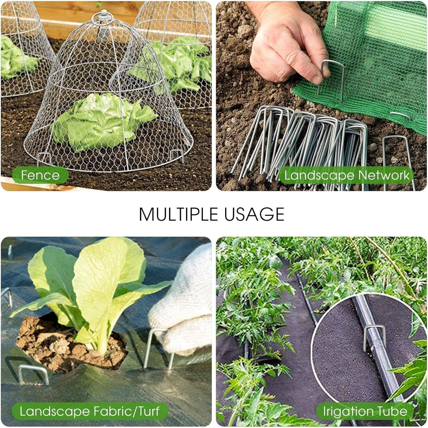 6 Inch Galvanized Garden Landscape Staples Stakes 25 50 100 PCS Anti-Rust Garden Staples U-Shaped Landscape Pins for Secure Lawn Fabric (50, 6 Inch)