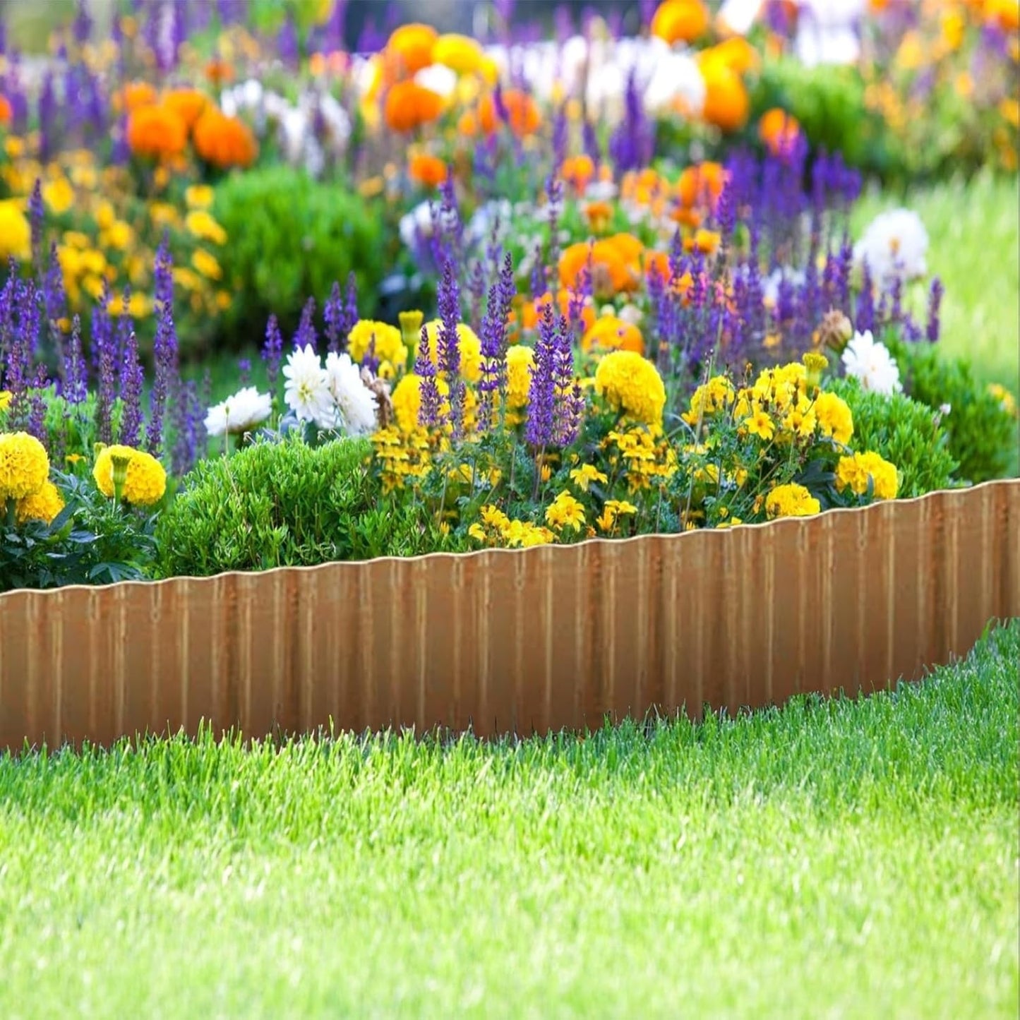 Metal Landscape Edging,8Inch×20FT Corrugated Metal Garden Edging Border Heavy Duty Garden Borders Edging Lawn Edging for Garden,DIY Flower Beds,Lawns,Pathway (Rusted)