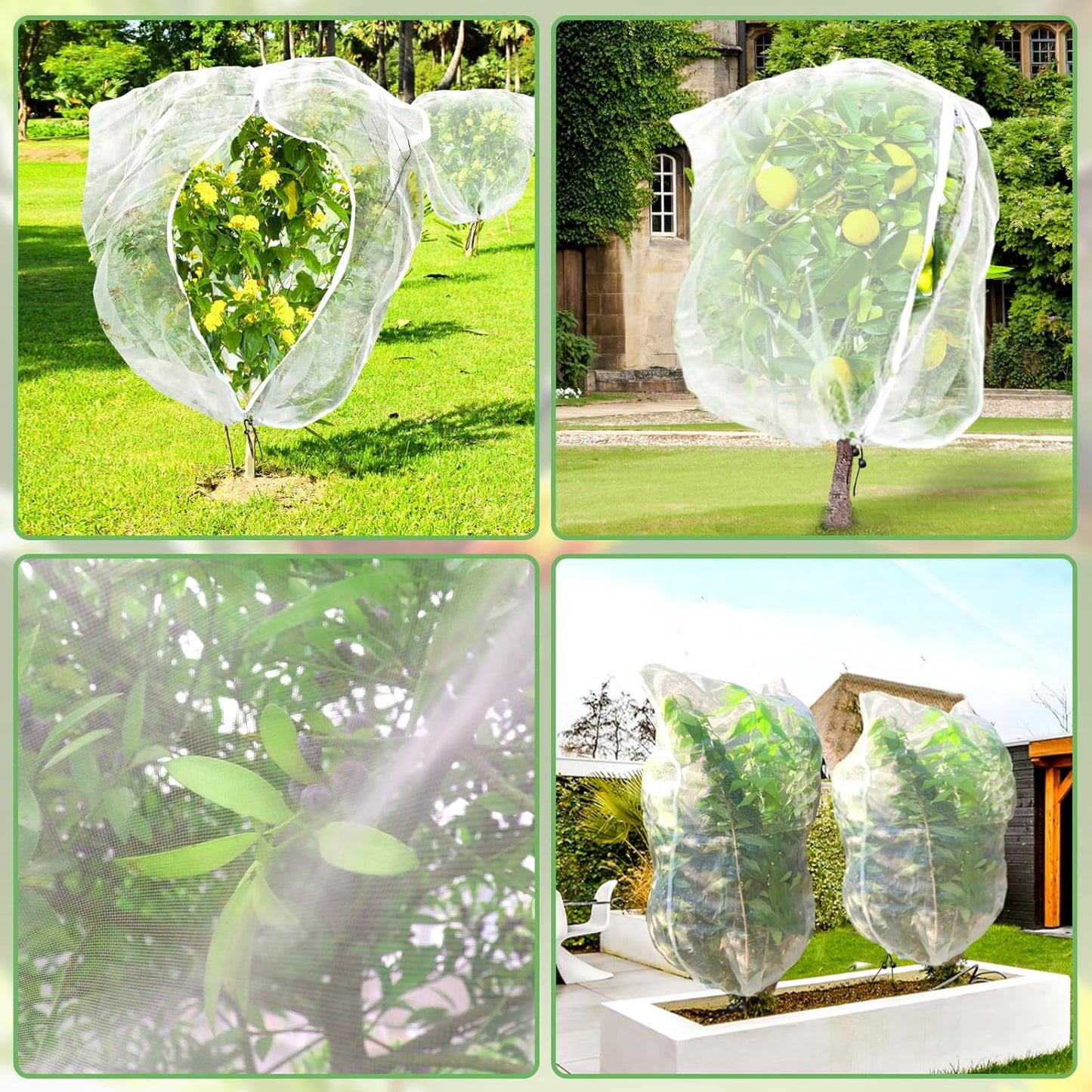 Fruit Tree Netting, 10x10 FT Plant Mesh Netting for Garden Protection with Zipper, Blueberry Bush Insect Netting Cover as Garden Pest Barrier from Cicadas, Bug, Bird for Apple, Tomato