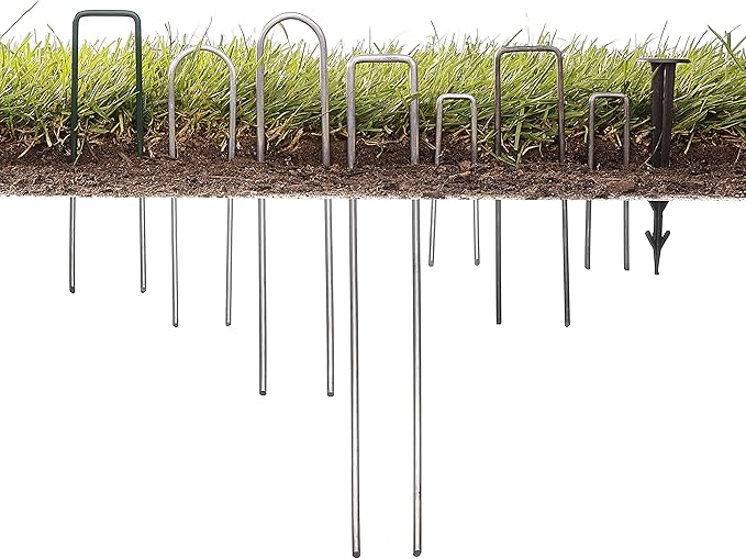 Pack of 50 x 6''/150mm U-Shaped Multi-Purpose Steel Garden Securing Pegs - Ideal for securing Weed Fabric, Landscape Fabric, Netting, Ground Sheets and Fleece - Made of 2.9mm Steel Wire