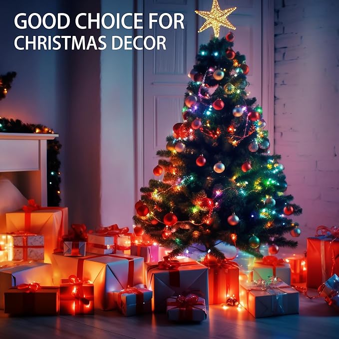 Dazzle Bright 164 FT 500 LED Christmas String Lights, Waterproof Green Wire String Lights with 8 Modes, Outdoor Christmas Decorations for Indoor Garden Party Yard Decor (Multi-Colored)