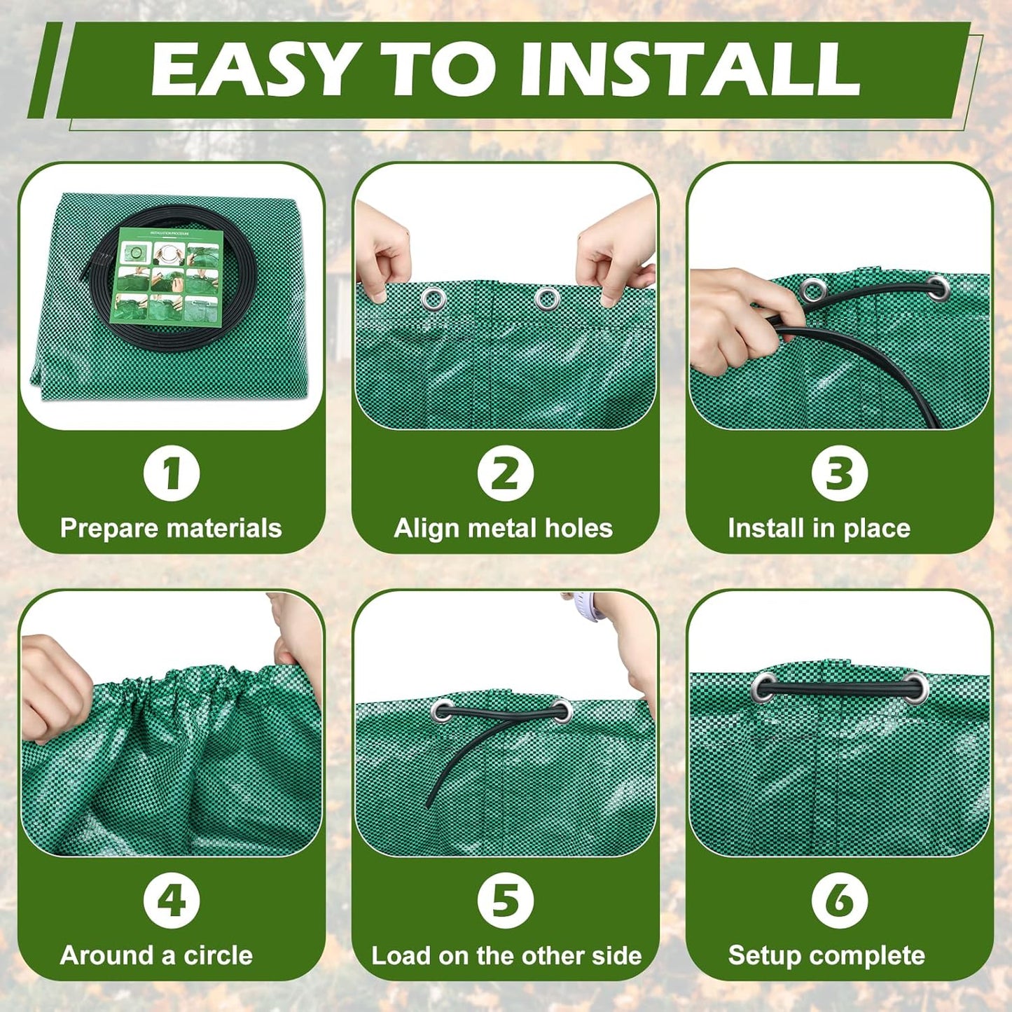 63 Gallons Lawn and Leaf Bags,Reusable Yard Waste Bags with Gardening Gloves,Heavy Duty Garden Bags with 4 Handles for Lawn Care, Camping & Recycling(3 Pack)