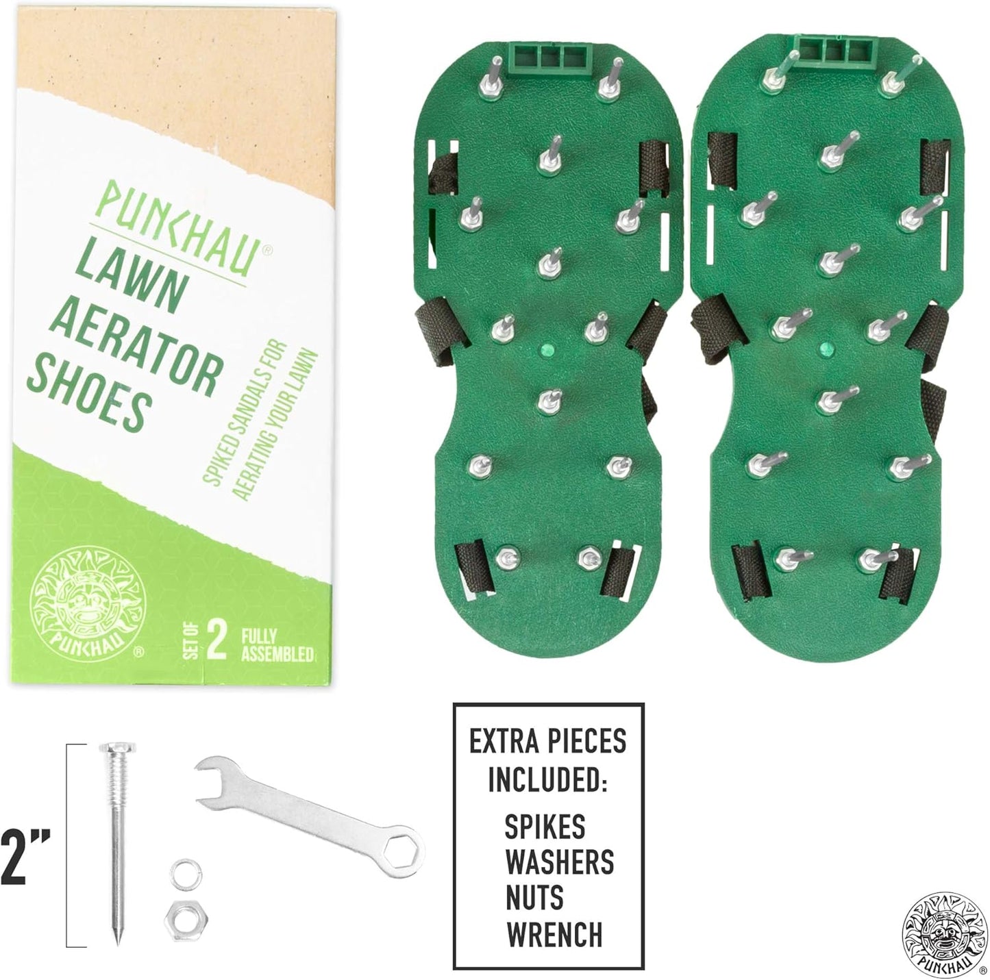 Lawn Aerator Shoes w/Metal Buckles and 3 Straps - Heavy Duty Spiked Sandals for Aerating Your Lawn or Yard