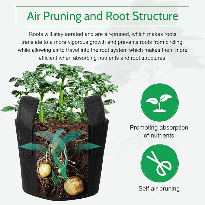 JERIA 24-Pack 5 Gallon Nonwoven Grow Bags, Plant Grow Bags,Heavy Duty Aeration Fabric Pots with Durable Handles, Come with 24 Pcs Plant Labels