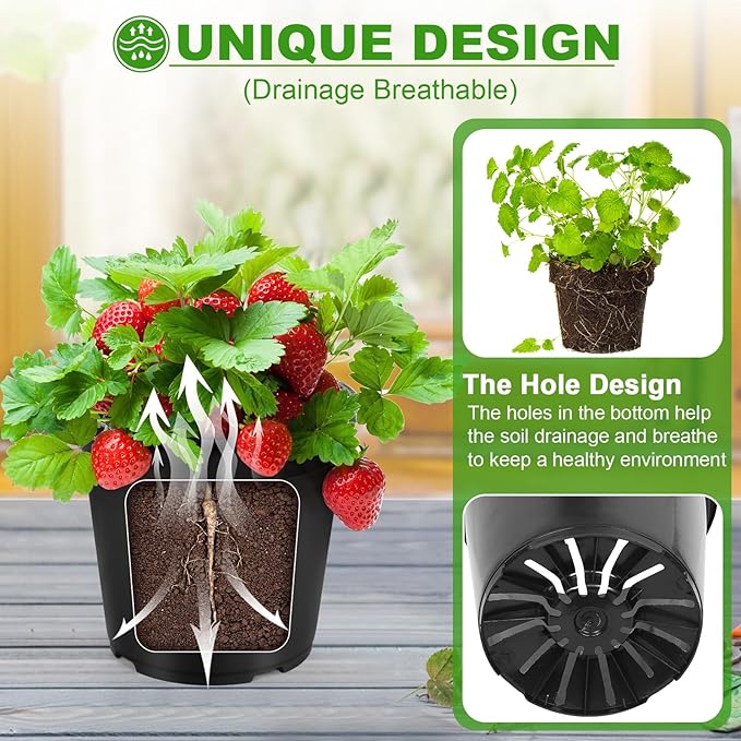 4pcs 10 Gallon Pots for Plants, 10 Gallon Plastic Nursery Pot with Drainage Holes, Planter Seedling Pots for Nursery Garden, Flowers, Succulent Outdoor Indoor (10 Gal- 4 Pack)
