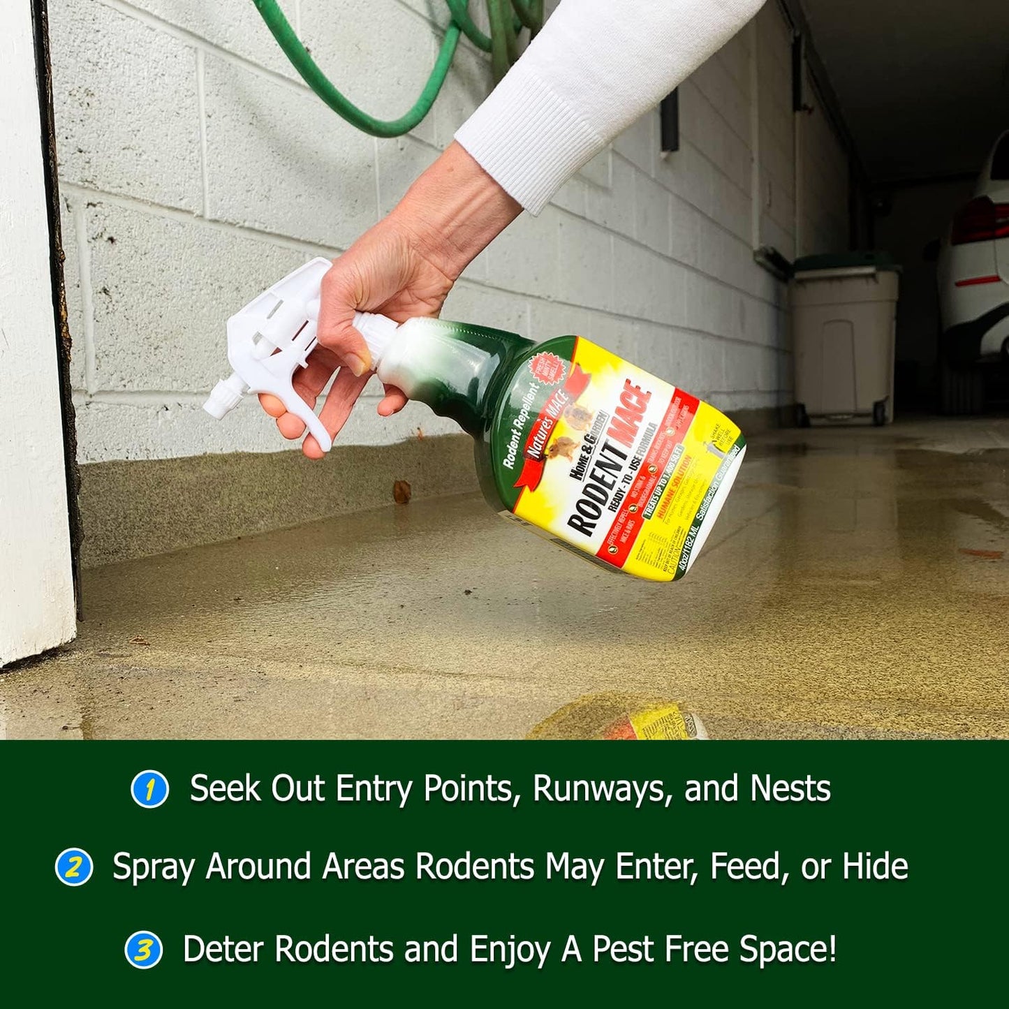 Nature's MACE 1 Gal Rodent Repellent Spray, Mouse & Rat Control for Car Engines, Repel Mice, Indoor & Outdoor Spray, Stop Rodent Damage in House, Car, RV, Attic, Garage, Stops Nesting & Wire Chewing