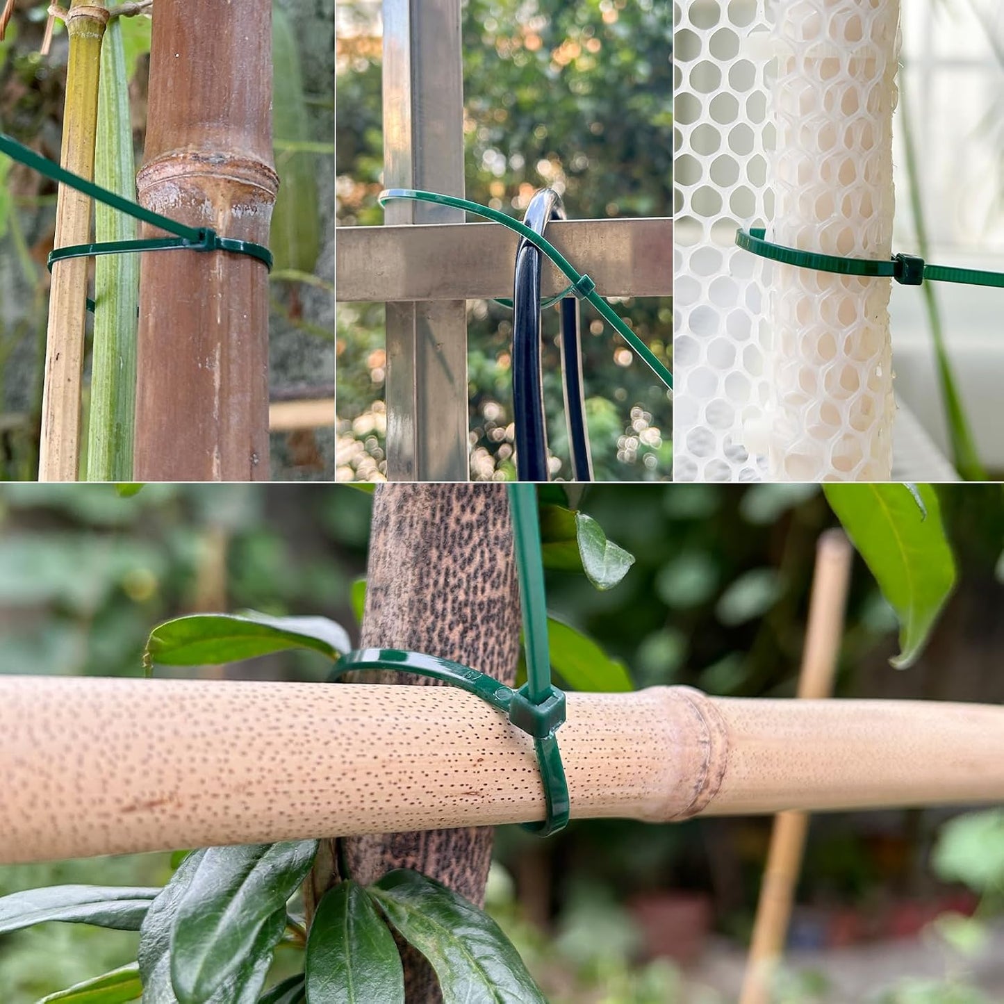8 inch 3mm Dark Green Nylon Garden Cable Zip Ties Self Locking Cable Ties Twist Ties, Multi-Purpose Cable Tie(100 Pcs)