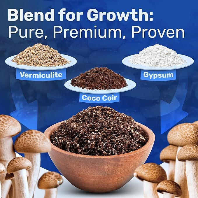 Surfin' Spores Dry Mushroom Substrate Mix | Produces 20 Pounds of Pasteurized Substrate | CVG Mix (Coco Coir, Vermiculite, Gypsum)