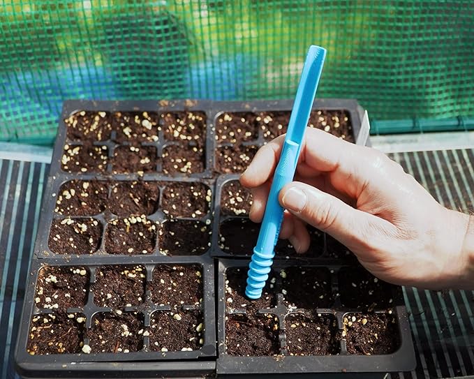 Dibby Seed Sowing Garden Tool Dibber Planter Transplanter β Sow Seeds at the Right Depth β Easily Transplant Delicate Seedlings (Dibby XL) Blue