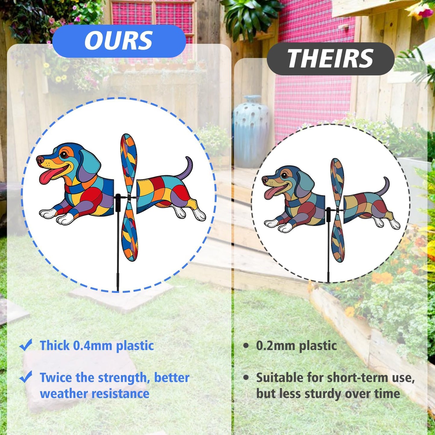 Dachshund Petite Spinner Outdoor, Dachshund Dog Wind Spinner for Yard and Garden