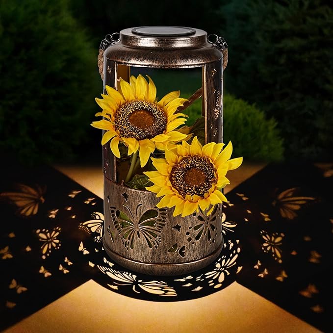 Solar Lantern Outdoor Hanging Lights. Butterfly Metal Decorative Lantern. Waterproof LED Decorative Garden Lamp. Used for Exquisite Garden Decoration for Yard, Terrace, Lawn, Desktop, Balcony...