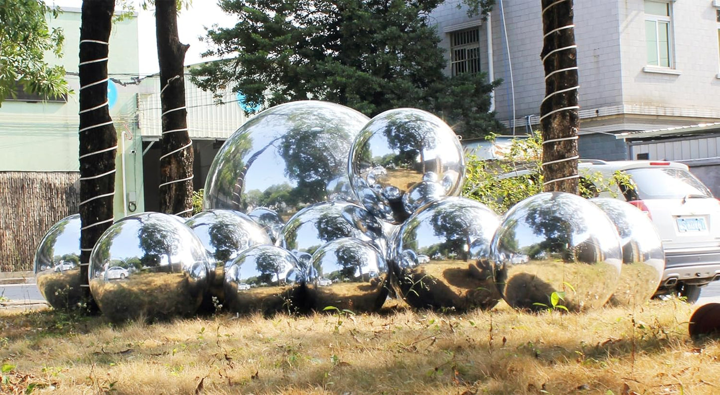 Generic Big Shiny Balls Giant Inflatable Mirror Balls for Events & Decor - Party, Advertising, Shows, Stage Decoration - Hanging & Standing-Various Sizes & Colors - Silver (1.2m/3.94ft)