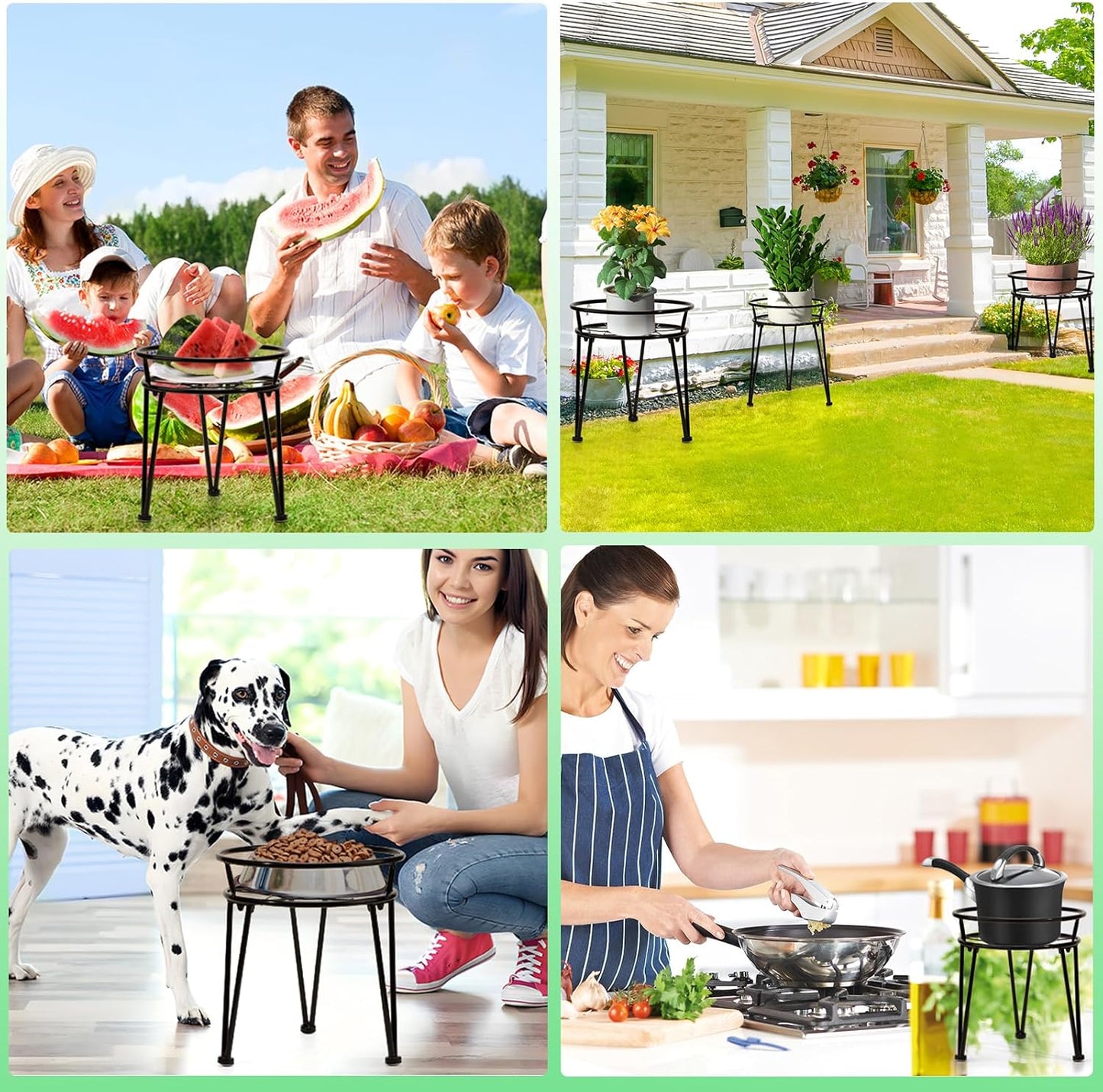 3Pack Metal Plant Stands Outdoor Indoor,Rustproof Iron Flower Pot Stands Outdoor,Heavy Duty Pot Stand for Plants Indoor,Round Black Display Rack Flower Stand Plant Holders