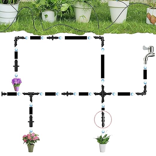 Drip Irrigation Parts, 1/4 Drip Irrigation Fittings Drip Irrigation Kit - Drip Line Connectors 1/4 Barbed Connector Drip Irrigation Connectors Drip Irrigation Fittings 100 Pcs