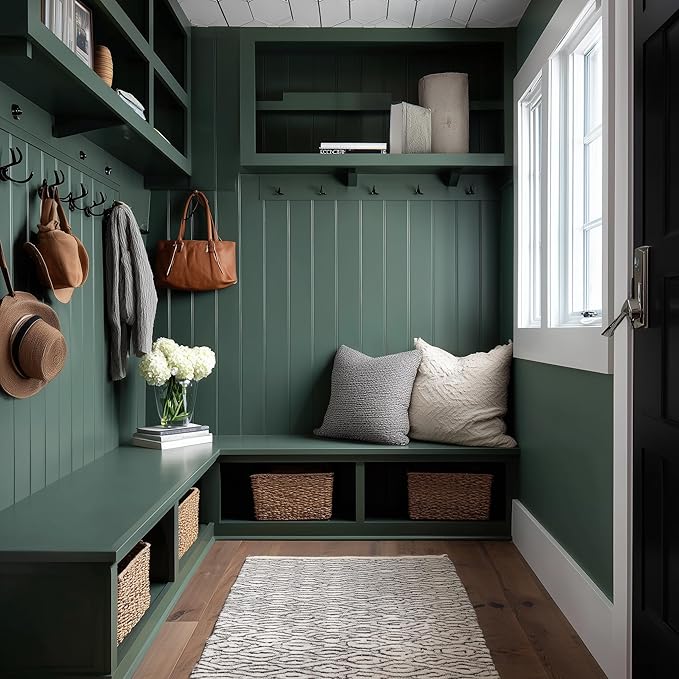 EVOLVE Paint & Primer: Environment-friendly, Low Sheen with One-coat Coverage for Interior & Exterior surfaces (Green Pine, 5-Gallon)