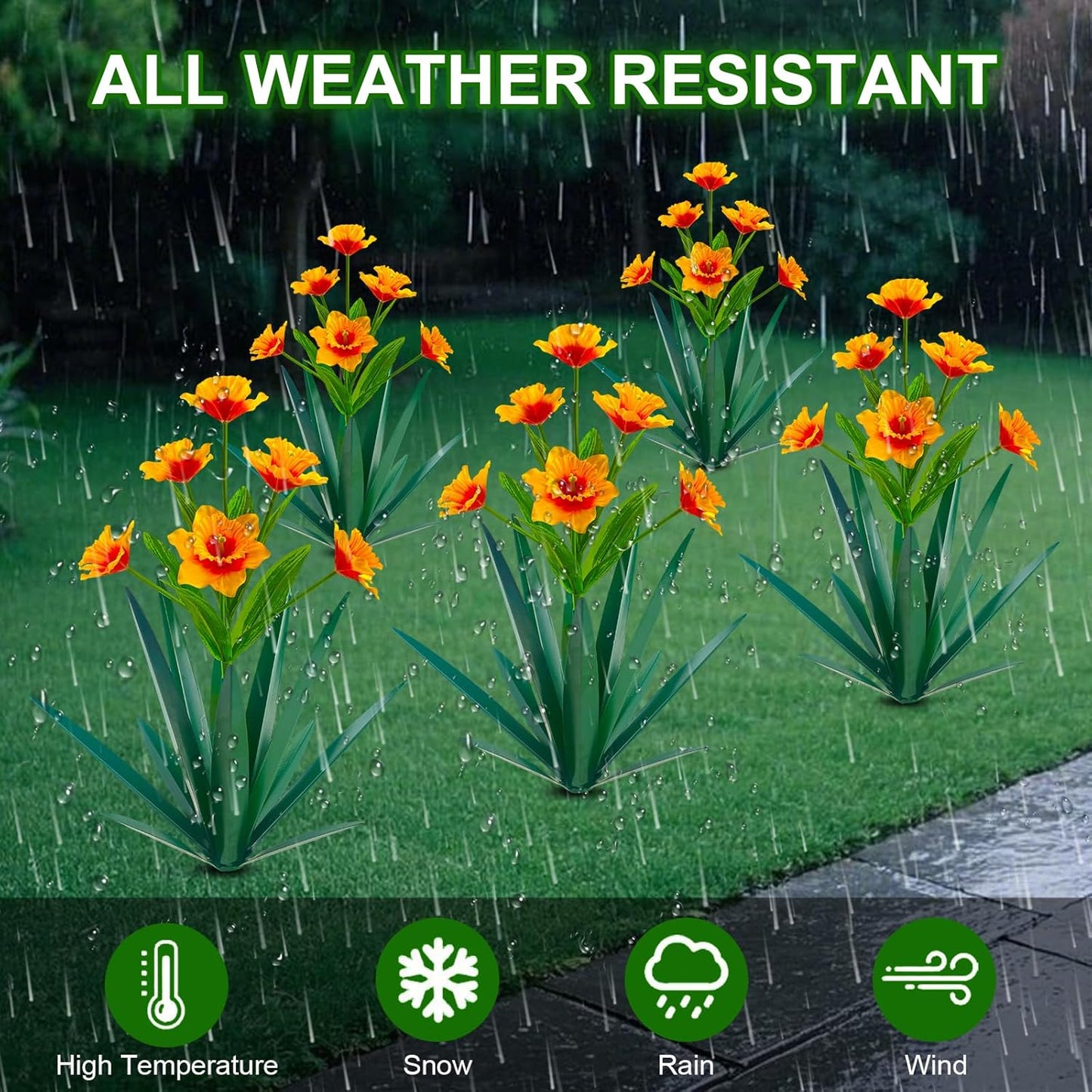 Homight Metal Agave Plant Outdoor Decoration Outdoor Garden Decoration Daffodils Flowers Mexican Yard Art Daffodils Flowers Decorative Garden Gift (2 Big Orange Daffodil)