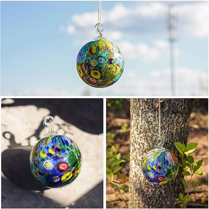 QFkris 4" Hand-Blown Glass Ornaments Glass Christmas Ornaments Friendship Balls for Christmas Tree Hanging Gardens Window Outdoor Gazing Ball Witch Balls for Women
