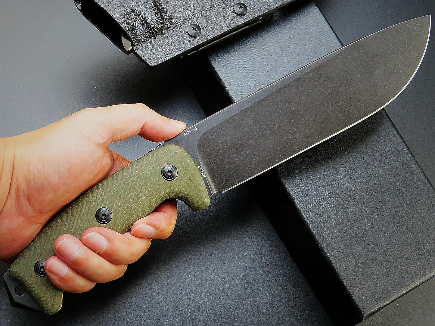Eafengrow EF148 Fixed Blade Knife AUS-10 Steel Blade Micarta Handle Full Tang EDC Straight Knife for Hunting Camping Bushcraft