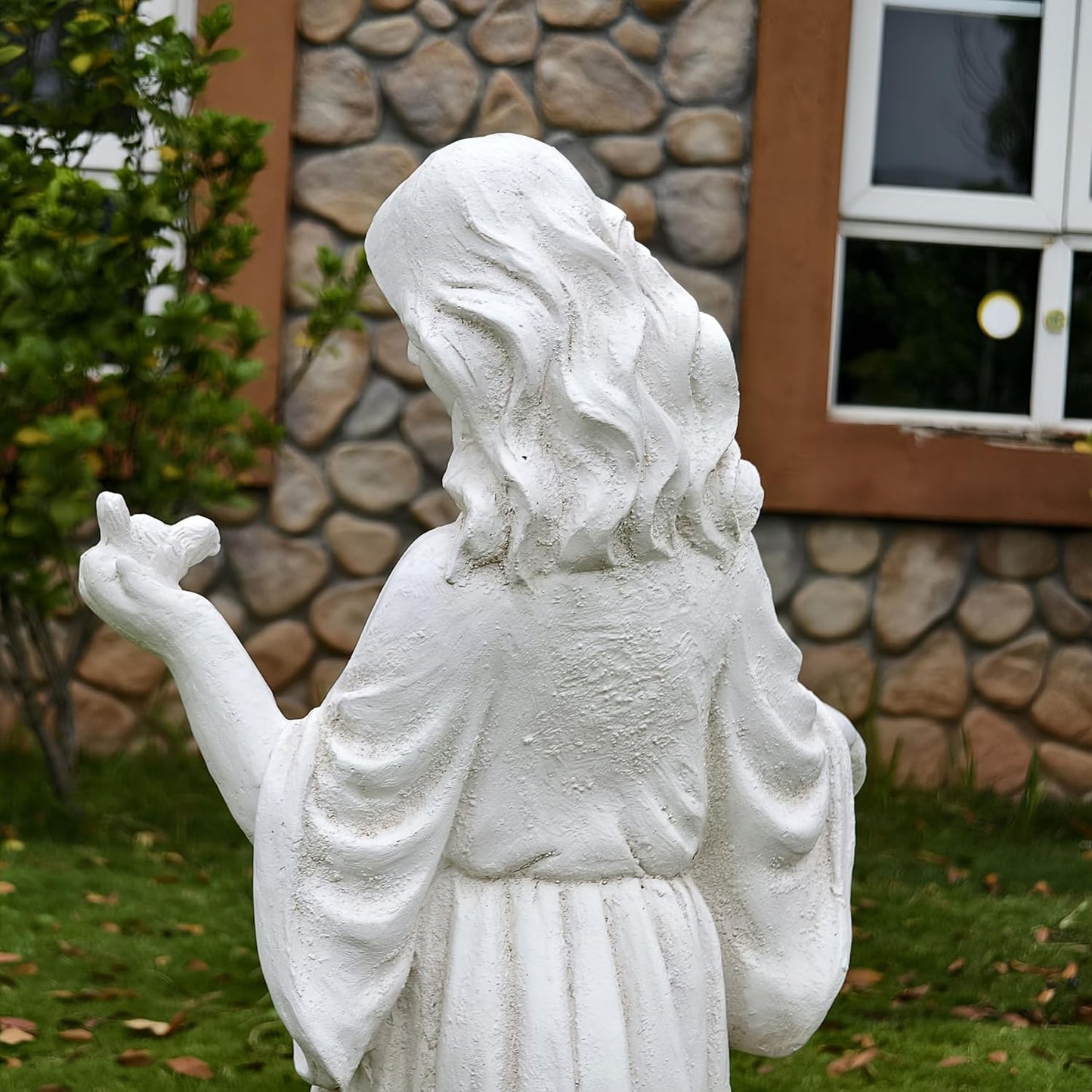 Garden Nymph Girl Maid Statue 40'' Super High Woman Garden Statue with Holding Birdbath Bird Bath Bowl Outdoor Patio Yard Lawn Decor