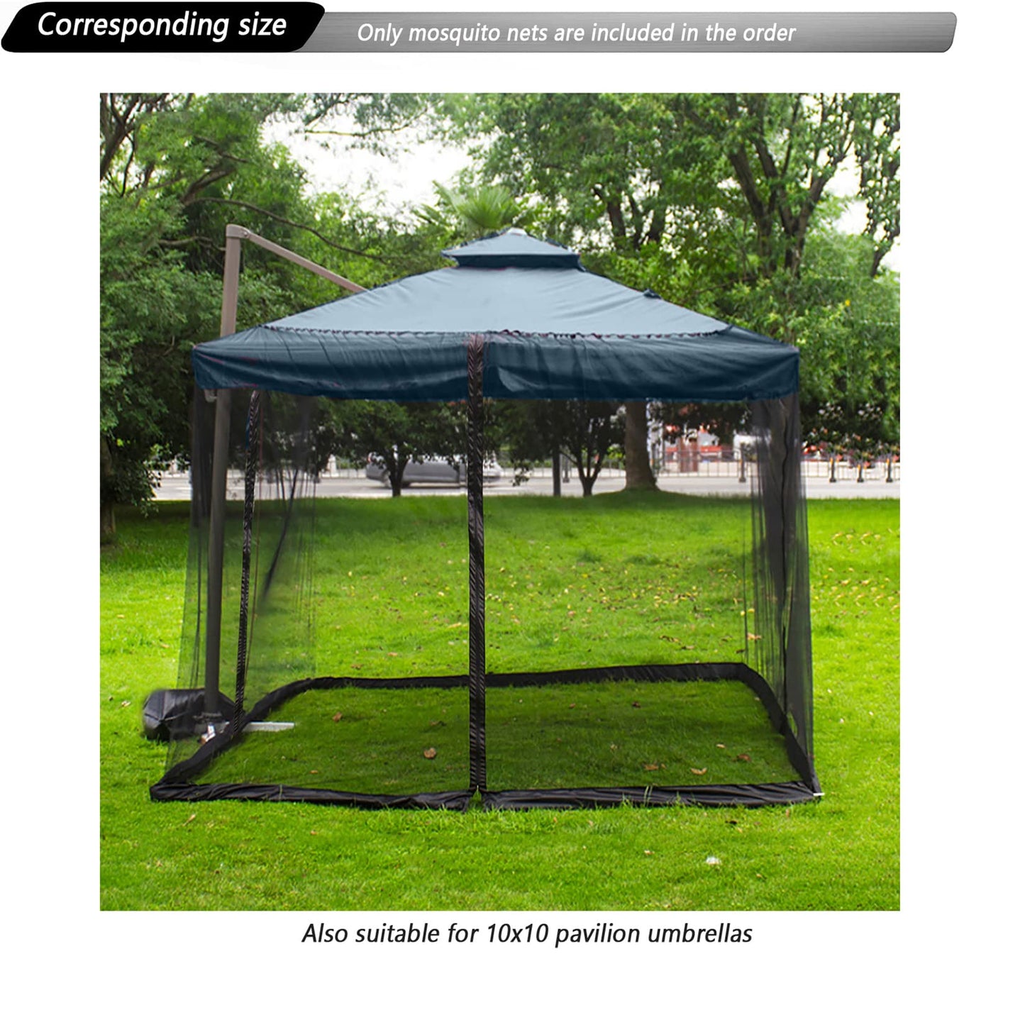 10x10 Mosquito Netting for Patio Canopy Tent/Pop Up Canopy Tent,Double Door Side Screen Easy